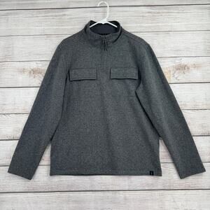 prAna Brookland 1/4 Zip Wool Sweater Mens Medium Gravel Gray 1/4 Zip